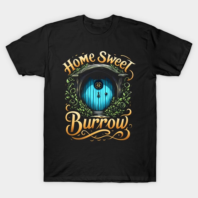 Home Sweet Burrow II - Blue Halfling Home - Fantasy T-Shirt by Fenay-Designs